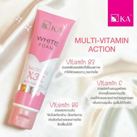 Sữa Rửa Mặt KA White Foam - Đánh Bay Bụi Bẩn, Hỗ Trợ Dưỡng Trắng Da, Phù Hợp Mọi Loại Da, 100g
