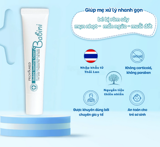 Kem Bôi Dịu Da Muỗi Đốt Babini Soothing Cream 15g - Chăm Sóc Da Bé, Ngứa, Mẩn Đỏ, Chiết Xuất Tự Nhiên, Không Hương Liệu