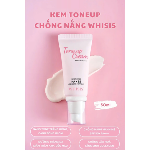 Kem Dưỡng Nâng Tông Whisis Tone Up Cream SPF 50+ - Giữ Da Sáng Mịn, Bảo Vệ Tia UV, Dưỡng Ẩm Tự Nhiên 50ml