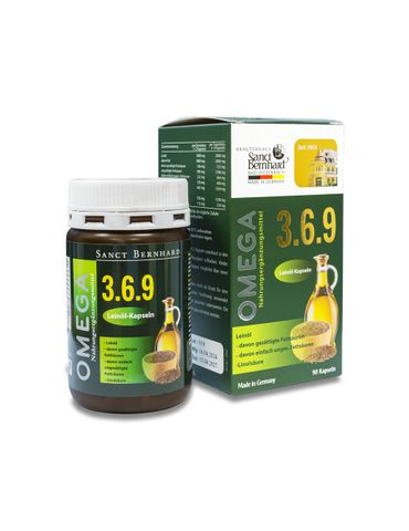 Viên Bổ Sung Omega 3 6 9 Từ Dầu Hạt Lanh Sanct Bernhard Đức - Hỗ Trợ Tim Mạch, Trí Não, Thị Lực, Làn Da, 90 Viên