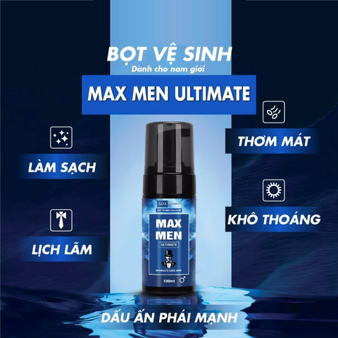 Bọt Vệ Sinh Nam Giới MAX MEN ADA - Hàng Nhập Khẩu Chăm Sóc Vùng Nhạy Cảm, Kháng Khuẩn, Hương Nước Hoa Nam Tính 100ml