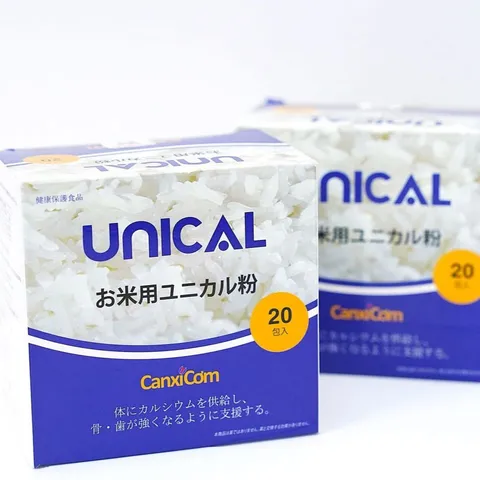 Bột canxi cơm Unical For Rice - Hỗ trợ chắc khỏe xương cho trẻ em và người lớn - Hộp 20 gói bổ sung canxi tự nhiên