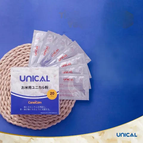 Bột canxi cơm Unical For Rice - Hỗ trợ chắc khỏe xương cho trẻ em và người lớn - Hộp 20 gói bổ sung canxi tự nhiên