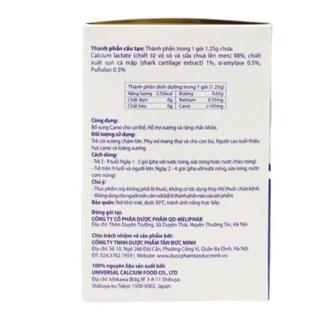 Bột canxi cơm Unical For Rice - Hỗ trợ chắc khỏe xương cho trẻ em và người lớn - Hộp 20 gói bổ sung canxi tự nhiên