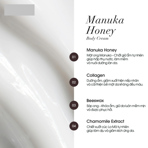 Kem Dưỡng Thể Trắng Da Advanced Clinicals Manuka Honey Body Cream - Nuôi Dưỡng Da Khô, Phục Hồi Da Sần Sùi, 454g