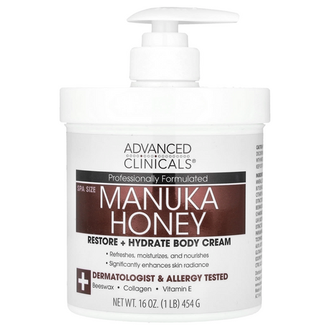 Kem Dưỡng Thể Trắng Da Advanced Clinicals Manuka Honey Body Cream - Nuôi Dưỡng Da Khô, Phục Hồi Da Sần Sùi, 454g