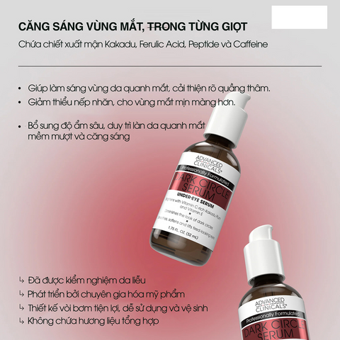 Serum Dưỡng Da Vùng Mắt Advanced Clinicals Dark Circle Eye Serum - Giảm Quầng Thâm, Sáng Da Mắt, Chất Gel Thấm Nhanh 52ml