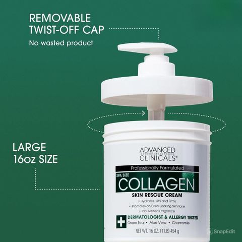 Kem Dưỡng Body Advanced Clinicals Collagen Skin Rescue Cream - Dưỡng Ẩm Sâu, Cải Thiện Độ Đàn Hồi Da, 454g