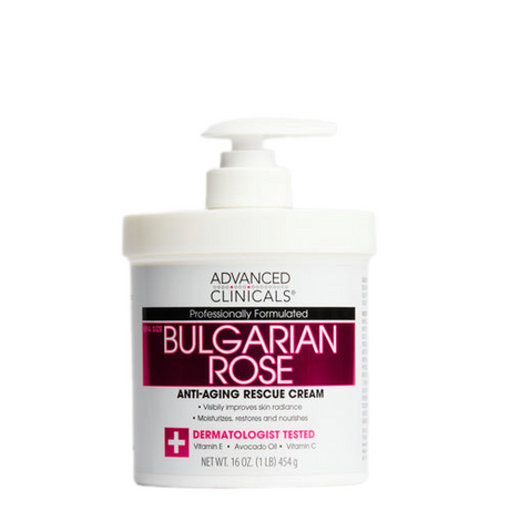 Kem Dưỡng Thể Advanced Clinicals Bulgarian Rose Body Cream - Chiết Xuất Hoa Hồng Bulgaria, Dưỡng Ẩm Da Mềm Mại, Phục Hồi Độ Rạng Rỡ 454g