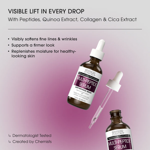 Serum trẻ hóa da Advanced Clinicals Multi-Peptide 52ml - Chăm sóc da, cải thiện nếp nhăn, nâng cơ và phục hồi độ đàn hồi, da khỏe mạnh