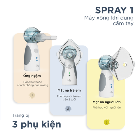 Máy Xông Khí Dung Cầm Tay Fatzbaby Spray 1 LT-N100 - Công Nghệ Siêu Âm Hiện Đại, Nhỏ Gọn, Phù Hợp Cho Trẻ Em Và Người Lớn