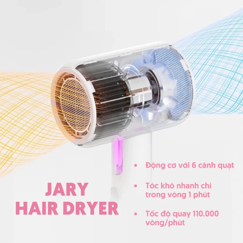 (Hàng nhập khẩu) Máy sấy tóc ion âm Jary Hair Dryer 4 chế độ sấy