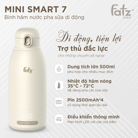 Bình hâm nước pha sữa di động Fatz baby Mini Smart 7 dung tích 500ml