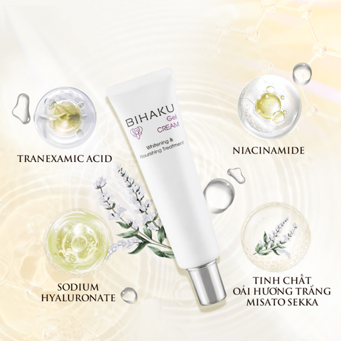 (Hàng nhập khẩu) Kem hỗ trợ mờ nám, sáng da Bihaku Gel Cream Whitening & Nourishing Treatment