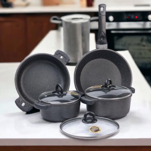 (Hàng nhập khẩu) Bộ nồi chảo 4 món đá đúc đáy từ Bennix Terra BN-01HOME
