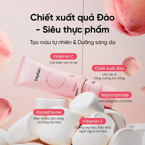 (Hàng nhập khẩu) Kem chống nắng Beplain nâng tone Sunmuse Tone Up & Correcting Sunscreen Peach Pink SPF50