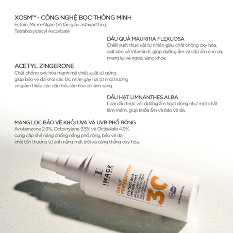 (Hàng nhập khẩu) Xịt chống nắng Image Skincare Daily Prevention Protect & Refresh Mist SPF 30