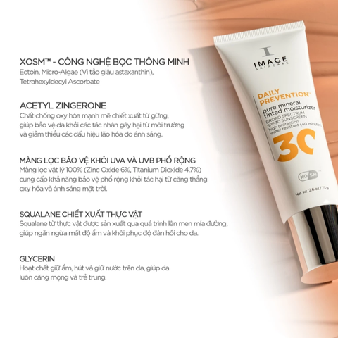 (Hàng nhập khẩu) Kem chống nắng nâng tone Image Skincare Daily Prevention Pure Mineral Tinted Moisturizer