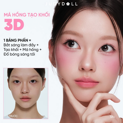 (Hàng nhập khẩu) Bảng Phấn Má Hồng Judydoll Bắt Sáng Tông Lì Blush&Highlight Palette