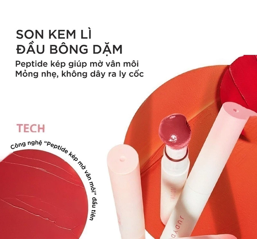 (Hàng nhập khẩu) Son Kem Lì Đầu Bông Judydoll Matte Lip Cream 2.6ml