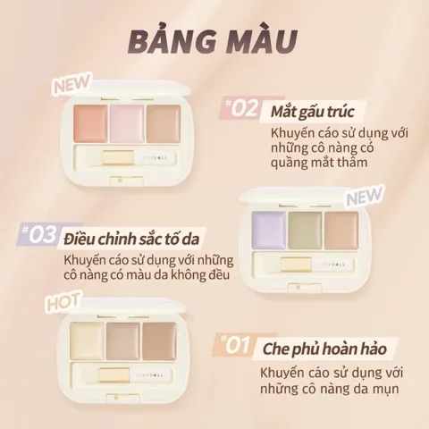 (Hàng nhập khẩu) Bảng kem che khuyết điểm 3 ô Judydoll Concealer Palette