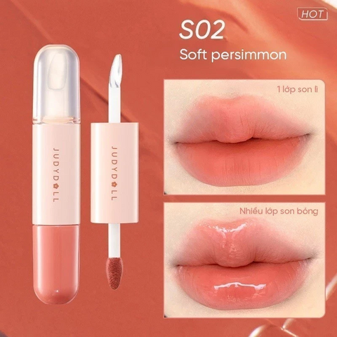 (Hàng nhập khẩu) Son Bóng Judydoll 2 Đầu Dưỡng Ẩm Lâu Trôi