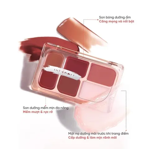 (Hàng nhập khẩu) Bảng son 6 ô đa năng Judydoll Lip Palette kèm cọ