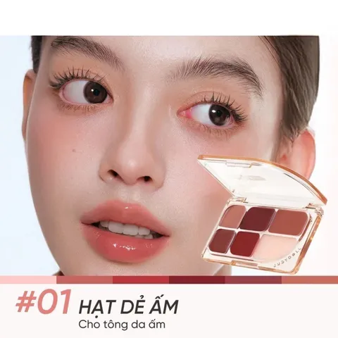 (Hàng nhập khẩu) Bảng son 6 ô đa năng Judydoll Lip Palette kèm cọ