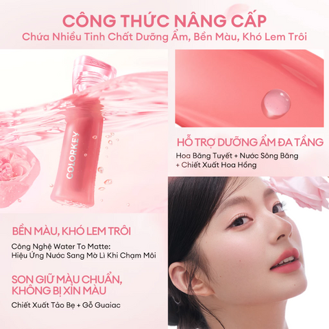 (Hàng nhập khẩu) Son Colorkey Watery Tint Phiên Bản Mới Bền Màu Lâu Trôi 2.5g