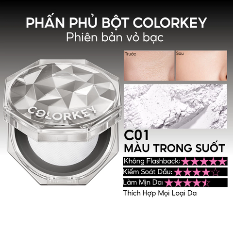 (Hàng nhập khẩu) Phấn phủ bột kiềm dầu Colorkey dạng bột 8g