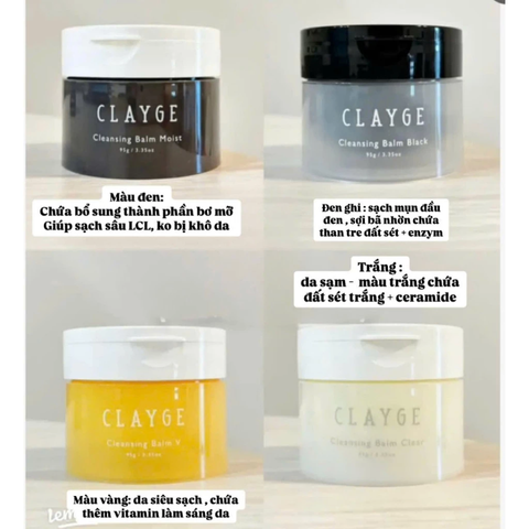 Sáp Tẩy Trang Clayge Cleansing Balm Moist 95g - Giúp Làm Sạch Da, Tẩy Trang, Tẩy Tế Bào Chết, Phù Hợp Mọi Loại Da
