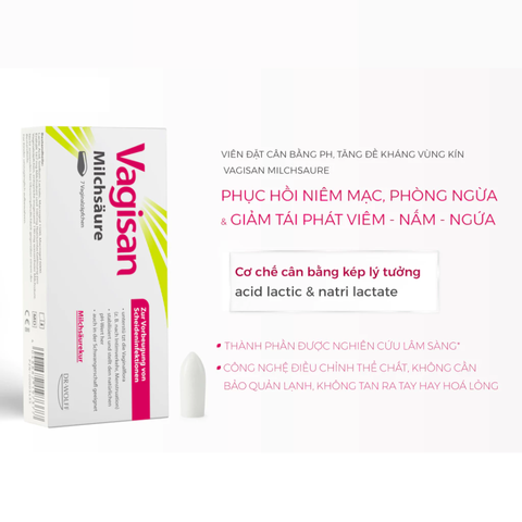 (Hàng nhập khẩu) Viên đặt vùng kín Vagisan Milchsaure hỗ trợ cân bằng pH