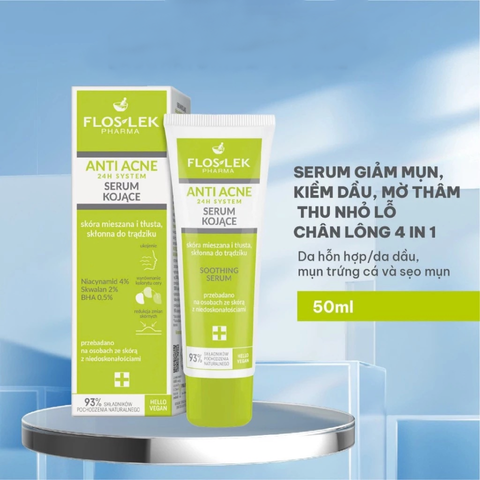 (Hàng nhập khẩu) Serum cho da dầu mụn Floslek Anti Acne 24h System