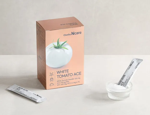 (Hàng nhập khẩu) Gói uống vitamin cà chua trắng Chunho Ncare hỗ trợ dưỡng trắng da