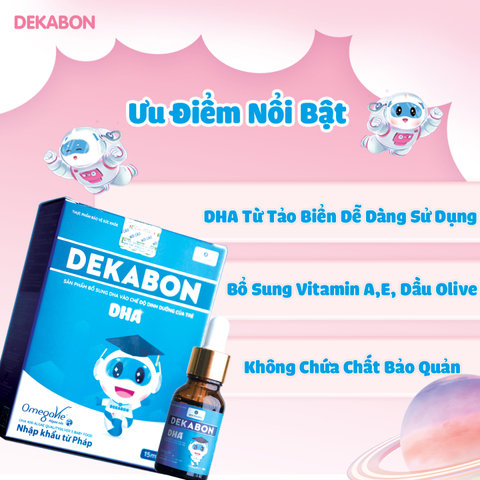 DeKaBON DHA Bổ Sung Phát Triển Não Bộ và Thị Lực Cho Trẻ Em - Từ Tảo Tinh Khiết, 15ml, Hương Vị Ngon Dễ Uống