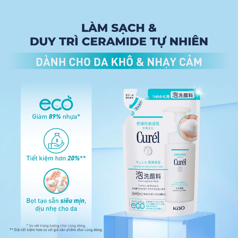 Sữa Rửa Mặt Curel Intensive Moisture Care Dạng Bọt 150ml - Giải Pháp Cấp Ẩm Cho Da Khô, Nhạy Cảm Nhật Bản