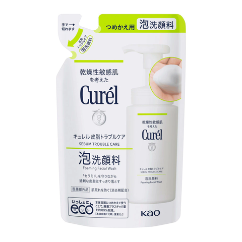 Sữa Rửa Mặt Dạng Bọt Curél Sebum Care 150ml - Kiểm Soát Nhờn, Ngừa Mụn, Cho Da Dầu, Da Nhạy Cảm
