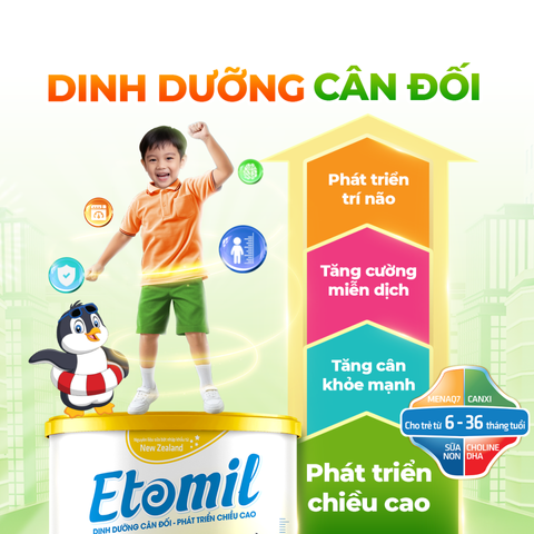 Sữa Etomil 3x Grow hương vani cho bé từ 6-36 tháng tuổi