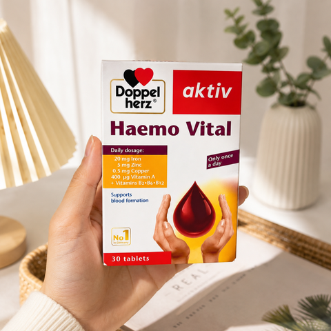 Viên Uống Bổ Sung Sắt Doppelherz Haemo Vital - Hỗ Trợ Thiếu Máu, Vitamin & Khoáng Chất Dành Cho Phụ Nữ Mang Thai & Trẻ Trên 10 Tuổi