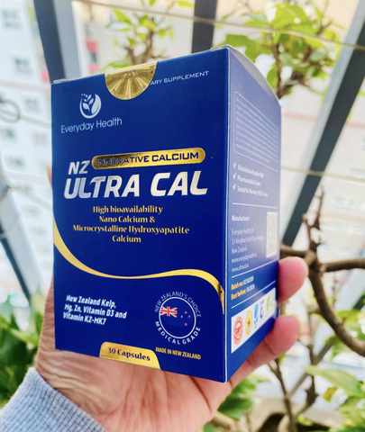Viên Canxi Hữu Cơ Nano NZ-Ultra Cal - Bổ Sung Canxi và Vitamin D3, K2 - Hỗ Trợ Xương Chắc Khỏe, Dành Cho Người Lớn và Trẻ Em