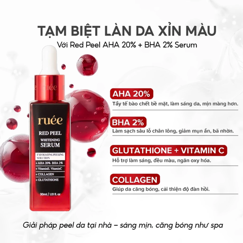 (Hàng nhập khẩu) Serum peel da AHA 20% BHA 2% RUÉE hỗ trợ dưỡng trắng da