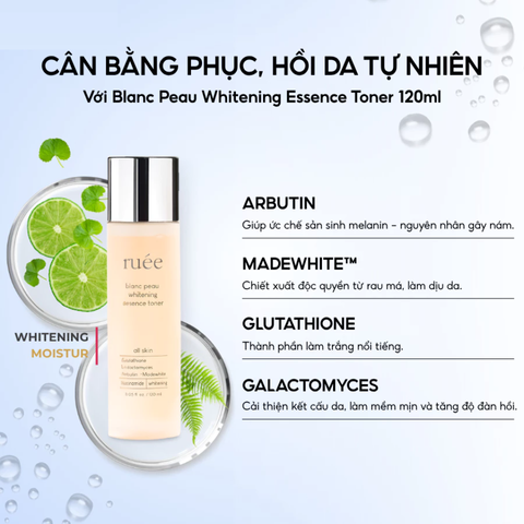 (Hàng nhập khẩu) Toner dưỡng ẩm sáng da RUÉE Blanc Peau Whitening Essence Toner