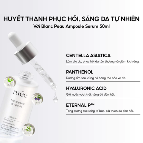 (Hàng nhập khẩu) Serum hỗ trợ dưỡng trắng, mờ thâm RUÉE Blanc Peau Ampoule