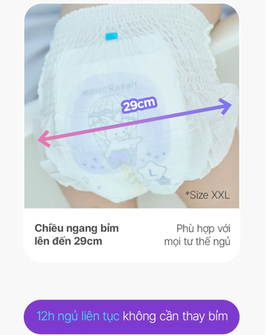(Hàng nhập khẩu) Bỉm quần ban đêm Momo Rabbit size XL 12-17kg