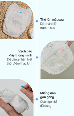 (Hàng nhập khẩu) Bỉm quần bé gái Momo Rabbit size M 5-9kg