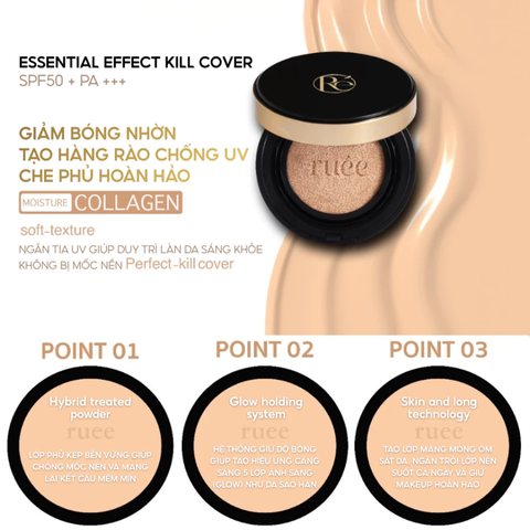 (Hàng nhập khẩu) Phấn nước RUÉE Essential Effect Kill Cover Cushion SPF50+