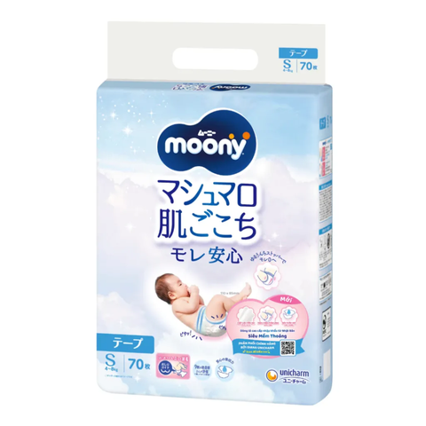 (Hàng nhập khẩu) Tã dán Moony Size S cho bé 4-8kg