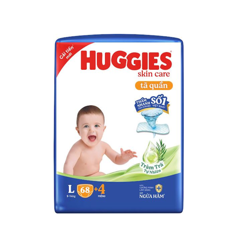 Bỉm quần Huggies Skincare tràm trà size L cho bé 9-14 kg