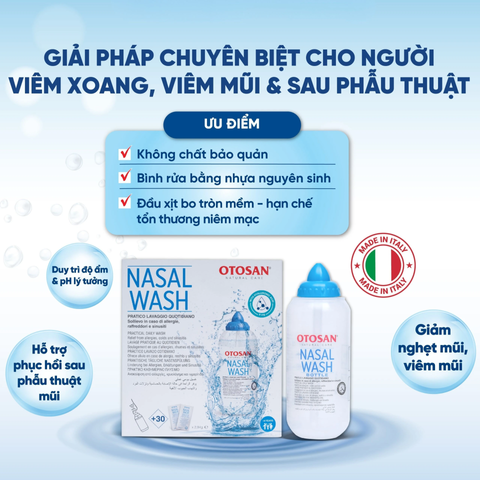 (Hàng nhập khẩu) Bộ bình rửa mũi kèm 30 gói muối Otosan Nasal Wash Kit