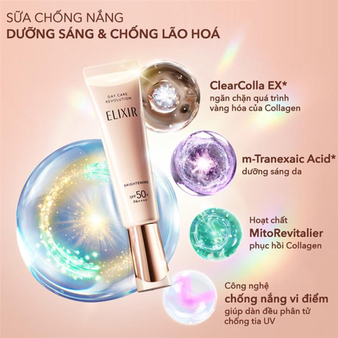 (Hàng nhập khẩu) Sữa chống nắng dưỡng sáng da Elixir Day Care Revolution Brightening SPF50+